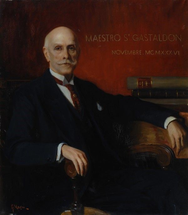 Giuseppe Magni : Ritratto del maestro Gastaldon  (1936)  - Olio su tela - Asta Antiquariato - I - Galleria Pananti Casa d'Aste