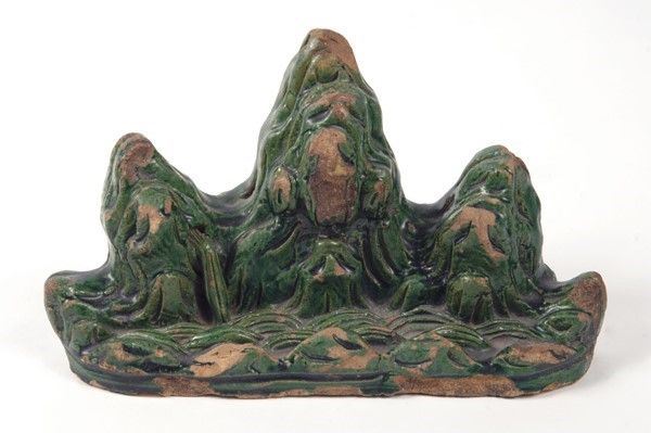 Posapennelli in ceramica smaltata verde, Cina, Dinastia Ming