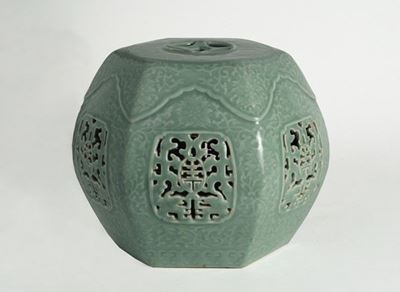 Sgabello ottagonale in porcellana celadon, Cina Qing