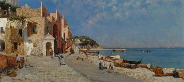 Bernardo Hay : Capri  - Olio su tela - Auction Antiquariato - I - Galleria Pananti Casa d'Aste