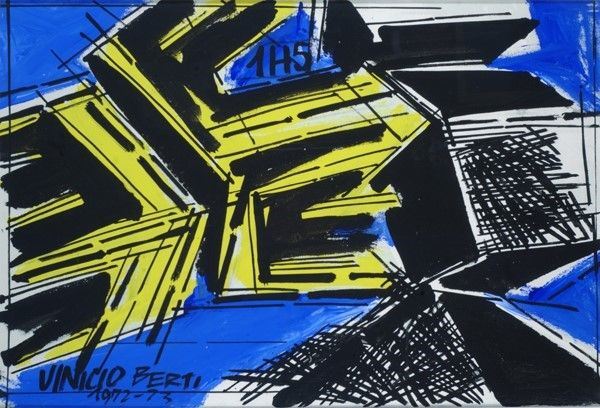 Vinicio Berti : Doppio antagonista  (1972-1973)  - Acrilico su tela - Auction Antiquariato - I - Galleria Pananti Casa d'Aste