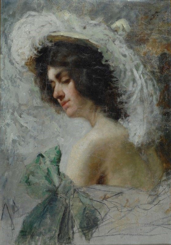 Anonimo, XIX sec. : Ritratto di signora  - Olio su tela - Asta Antiquariato - I - Galleria Pananti Casa d'Aste