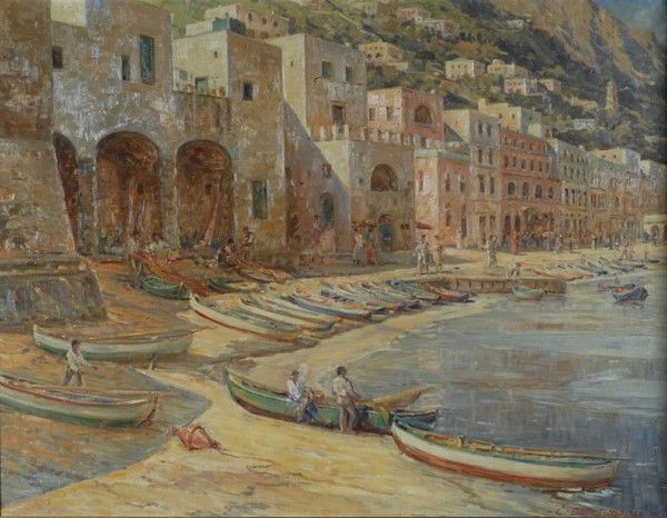 Carl Budtz-Moller : Capri  (1951)  - Olio su tela - Asta Antiquariato - I - Galleria Pananti Casa d'Aste
