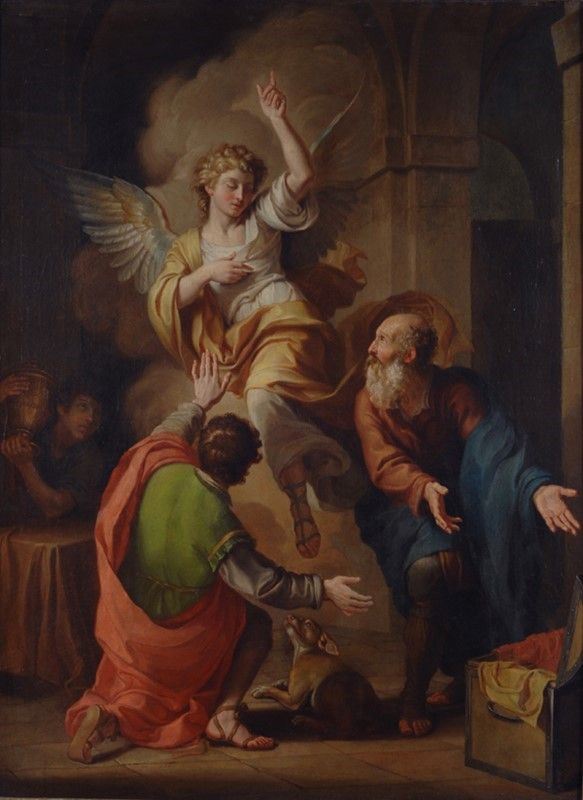 Scuola Italia Centrale, XVIII sec. : Apparizione dell'angelo  - Olio su tela - Auction Antiquariato - I - Galleria Pananti Casa d'Aste