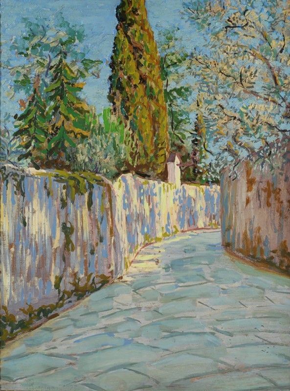 Guido Borgianni - Via San Leonardo, olio su tavola
