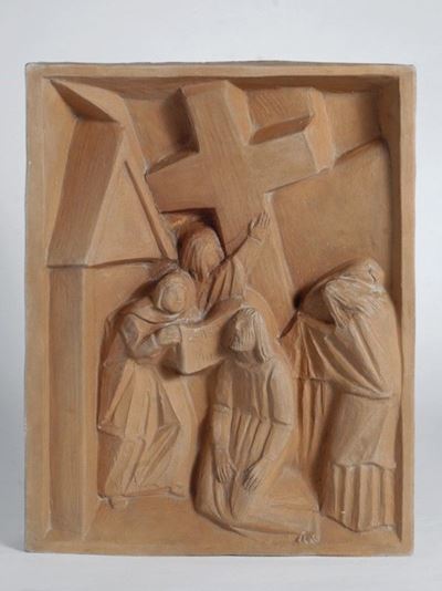 Via Crucis - Incontro con la Veronica, terracotta