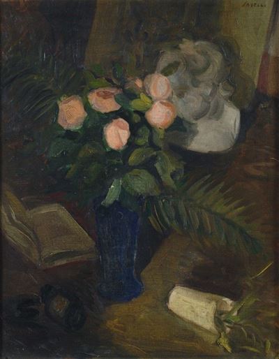 Vaso di fiori, olio su tela