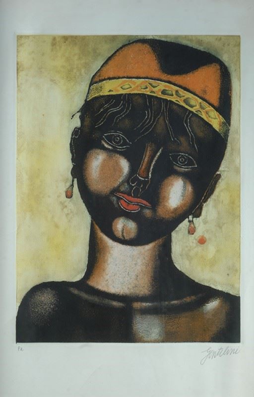 Franco Gentilini : Face  - Lithography - Auction GRAPHICS, AND EDITIONS - Galleria Pananti Casa d'Aste