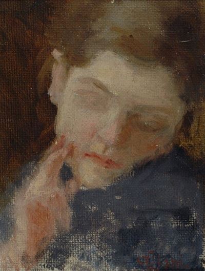 Testa di donna, olio su tela