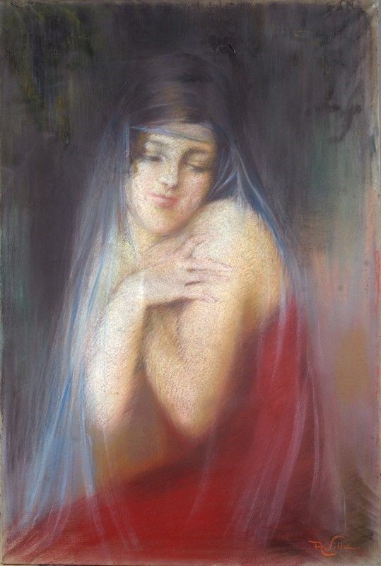 Aleardo Villa - Ragazza - Pastelli su carta, cm. 90x60