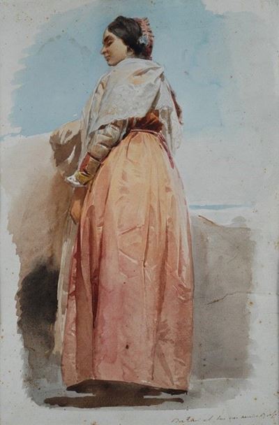 Ritratto di donna, acquerello su carta