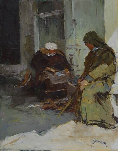 Calzolaio a Marrackech, olio su tavola