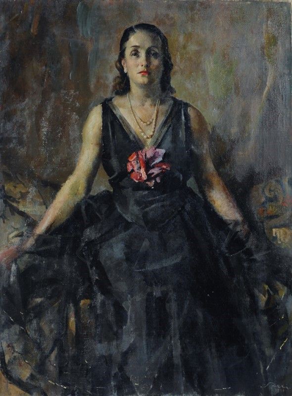 Giulio Salti : Ritratto di signora  (1941)  - Olio su tela - Auction Antiquariato - I - Galleria Pananti Casa d'Aste