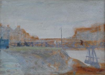 Ponte bailey sull'Arno (1948), tempera grassa su tavola