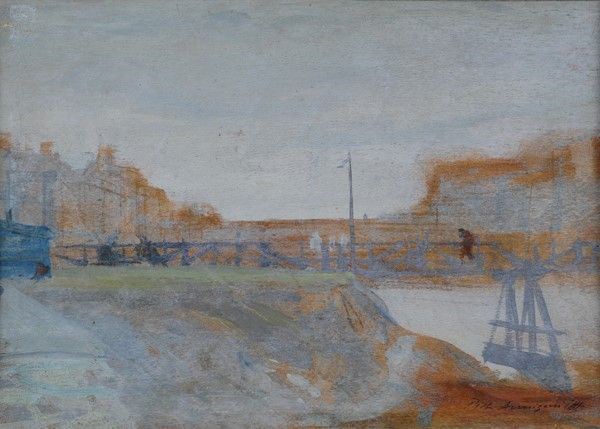 Pietro Annigoni - Ponte bailey sull' Arno (dopo la distruzione di Ponte alle Grazie)