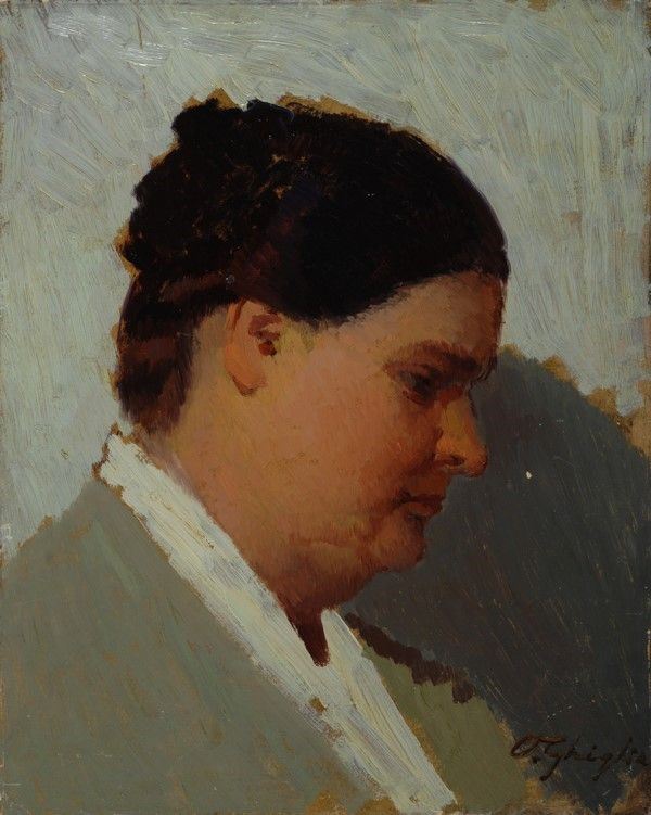 Oscar Ghiglia : Ritratto di Isa  ((1917))  - Olio su cartone - Asta Antiquariato - I - Galleria Pananti Casa d'Aste