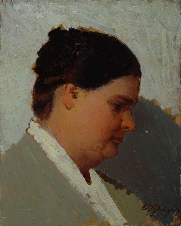 Oscar Ghiglia - Ritratto di Isa, olio su cartone