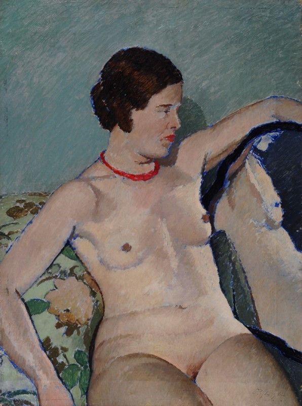 Oscar Ghiglia : Nudo femminile  ((1922-1923))  - Olio su tela - Asta Antiquariato - I - Galleria Pananti Casa d'Aste