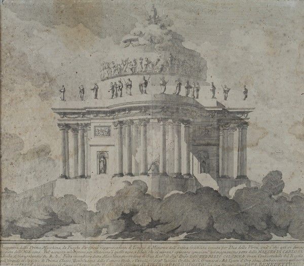 Scuola Toscana, Fine XV Sec. - Scuola Toscana, Coppia di stampe con Macchine da Fuochi d'Artifici...