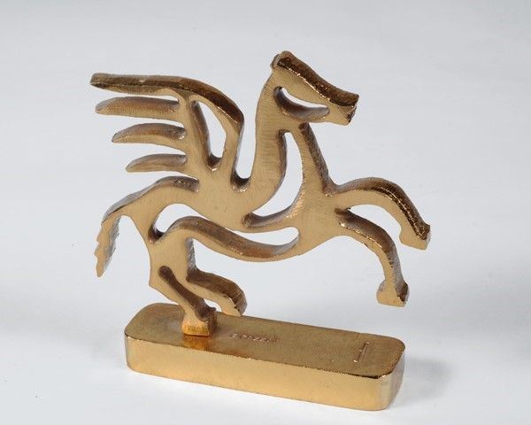 Enzo Pazzagli - Pegaso in bronzo dorato