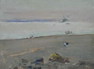 Marina, olio su cartone