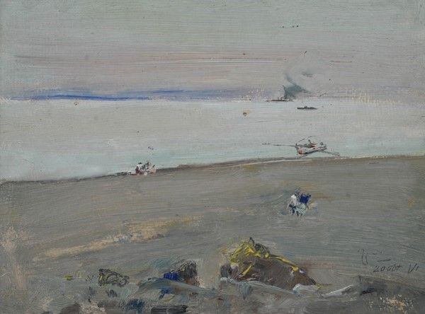 Giuseppe Casciaro - Marina, olio su cartone