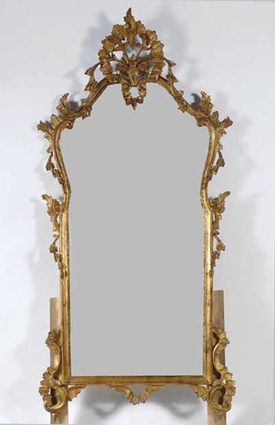 Specchiera, legno dorato e intagliato, XIX secolo