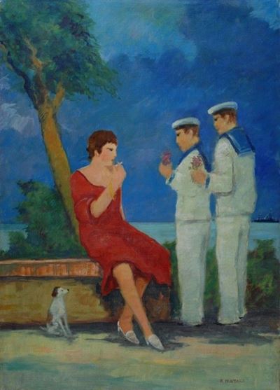 Appuntamento, olio su tela