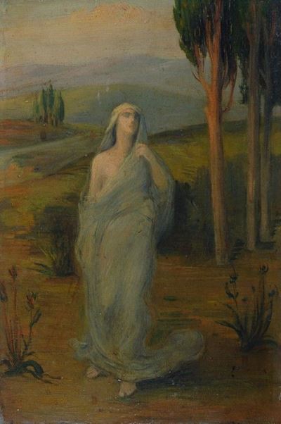 Figura all'orientale, olio su compensato