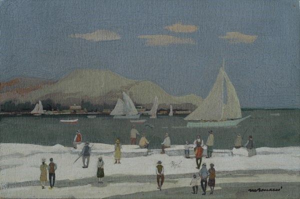 Marcello Boccacci : Marina  - Olio su compensato - Auction Antiquariato - I - Galleria Pananti Casa d'Aste