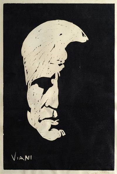 Mussolini - xilografia, 1927