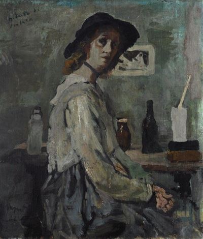 Ritratto di scolara, olio su tela