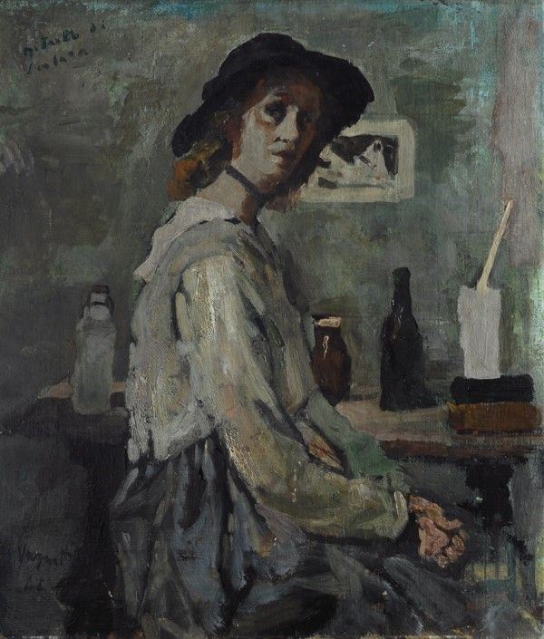 Gianni Vagnetti : Ritratto di scolara  (1943)  - Olio su tela - Asta Antiquariato - I - Galleria Pananti Casa d'Aste