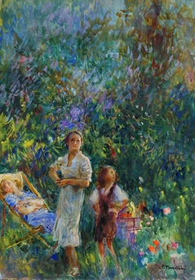In giardino, acquerello su carta