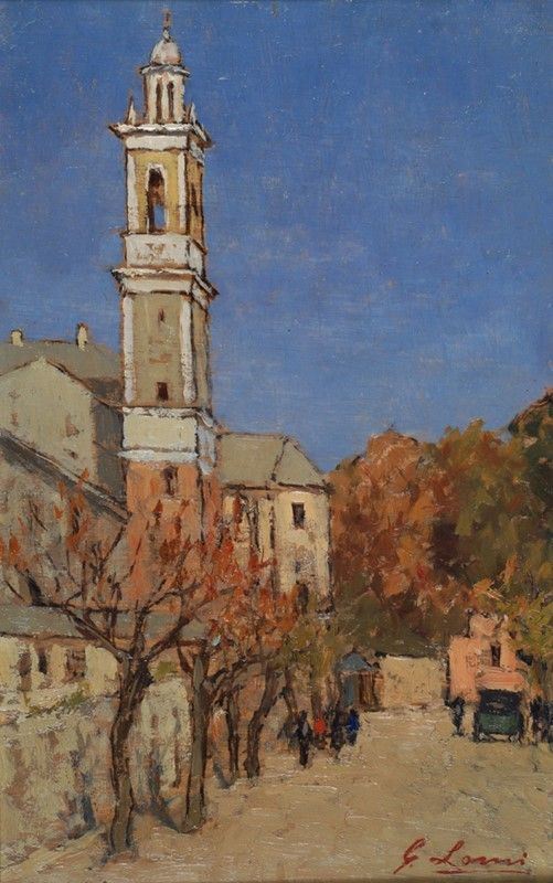 Giovanni Lomi : San Francesco d'Albaro  - Olio su compensato - Asta Antiquariato - I - Galleria Pananti Casa d'Aste