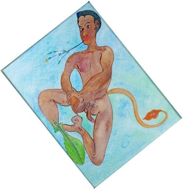 Luigi Ontani - Moro amaro d'amore, china e acquerello su carta