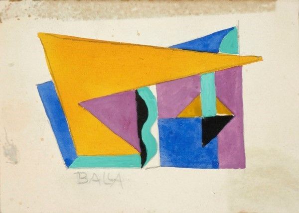 Giacomo Balla - Forme mio istante - studio, tempera su carta