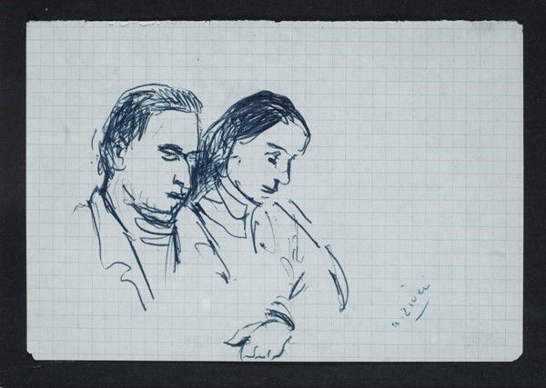 Alberto Ziveri : La coppia  - Inchiostro su carta - Auction Antiquariato - I - Galleria Pananti Casa d'Aste