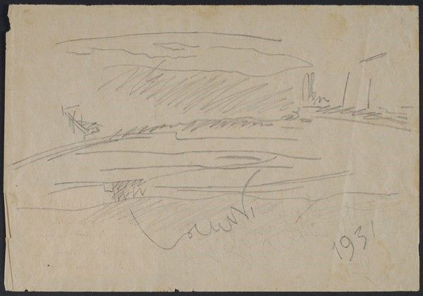 Lorenzo Viani : Pesaggio  (1930)  - China su carta - Auction Arte Moderna e Contemporanea - Galleria Pananti Casa d'Aste