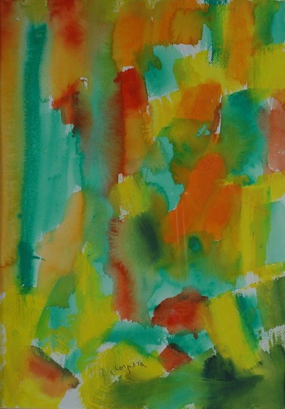Antonio Corpora - Taormina, Acquerello su carta, 2001