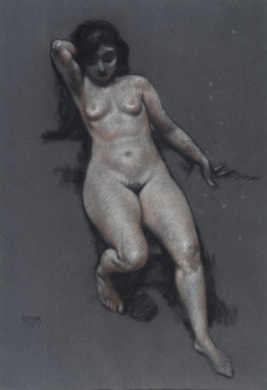 Dyalma Stultus : Nudo  - Pastelli su cartoncino nero - Auction Antiquariato - I - Galleria Pananti Casa d'Aste