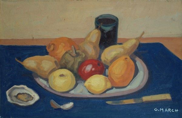 Giovanni March : Natura morta con fruttiera  - Olio su tela - Asta Antiquariato - I - Galleria Pananti Casa d'Aste