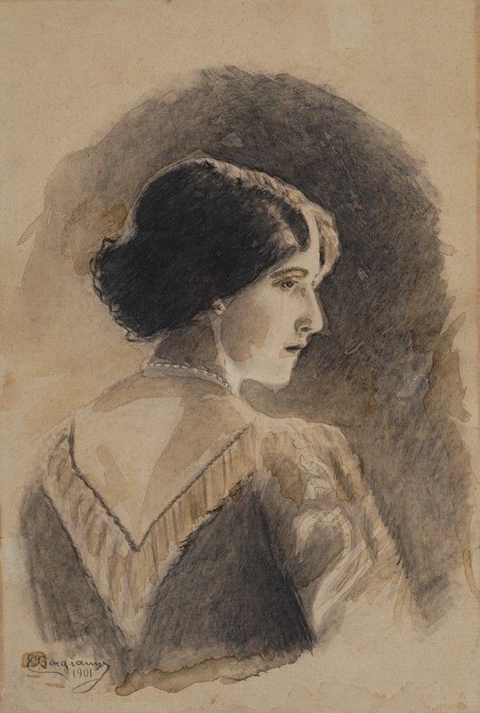 Anonimo, XX sec. : Profilo di donna  (1910)  - China acquerellata su carta - Auction AUTORI DEL XIX E XX SEC - Galleria Pananti Casa d'Aste