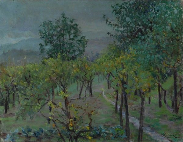 Ruggero Focardi : Effetto di pioggia  ((1884))  - Olio su tela - Asta Antiquariato - I - Galleria Pananti Casa d'Aste