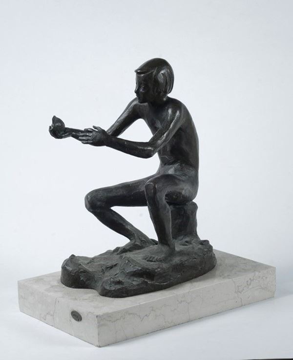 Francesco Cenci : Ragazzo seduto  - Bronzo - Auction AUTORI DEL XIX E XX SEC - Galleria Pananti Casa d'Aste