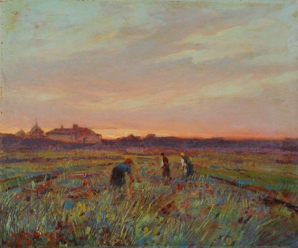 Renuccio Renucci : Paesaggio a Bibbona  - Olio su tavola - Asta Antiquariato - I - Galleria Pananti Casa d'Aste