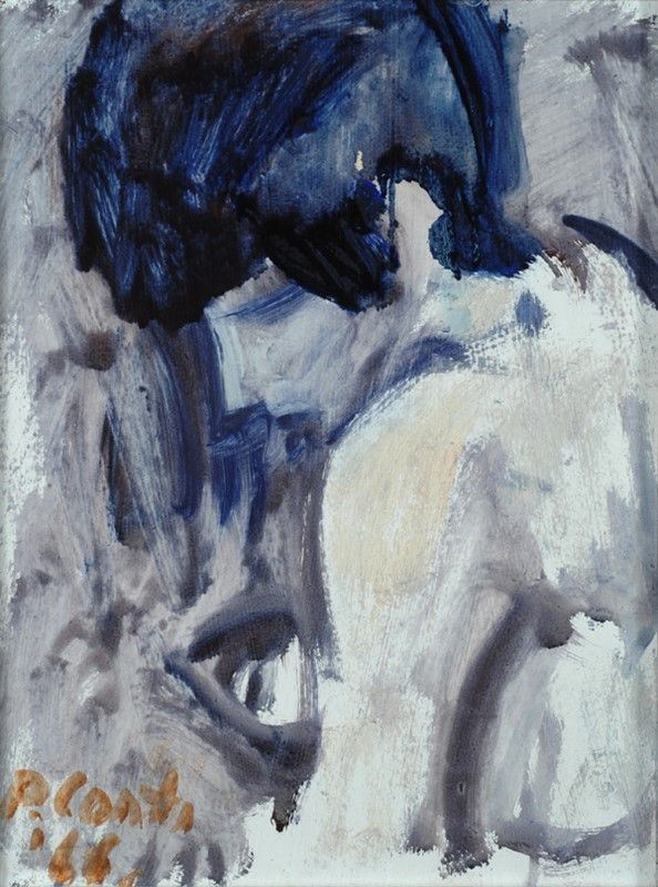 Primo Conti : Profilo di donna  (1966)  - Olio su cartone - Asta Antiquariato - I - Galleria Pananti Casa d'Aste