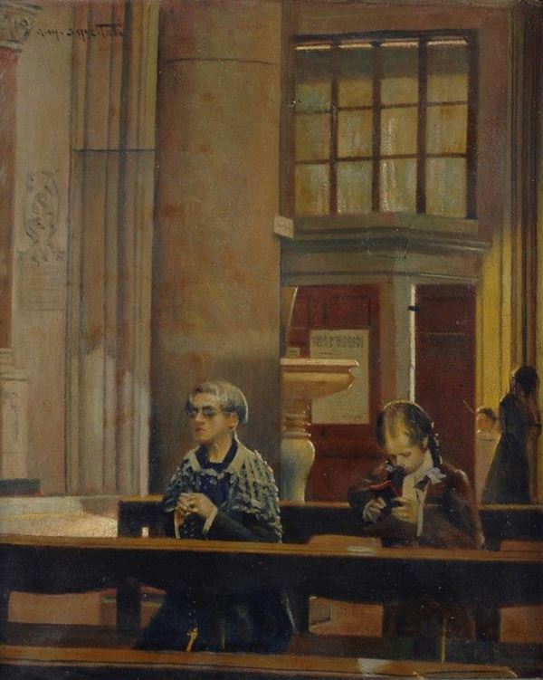 Antonio Maria Aspettati : Figure in preghiera  - Olio su tela - Auction Autori del XIX e XX sec. - III - Galleria Pananti Casa d'Aste