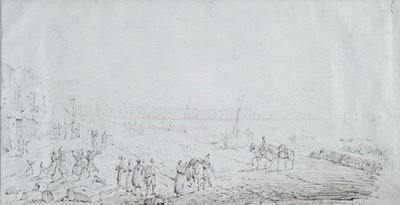 Veduta di Città Costiera con Figure