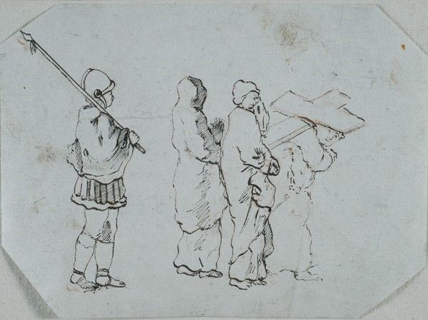 Anonimo, XIX sec. : Cristo portacroce  - Inchiostro su carta - Auction Antiquariato - I - Galleria Pananti Casa d'Aste